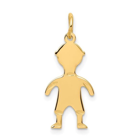 Kazi Luxury 14k Yellow Gold .018 Depth Engravable Boy Charm